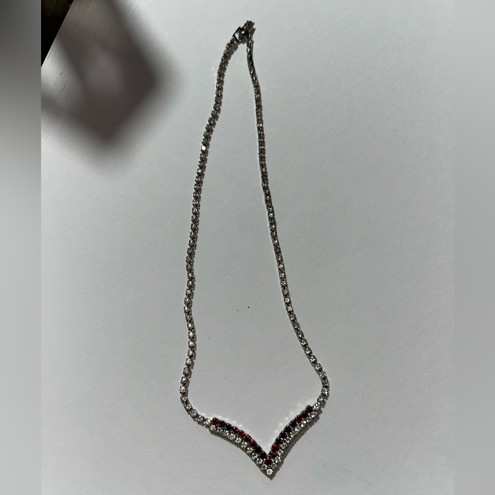 Elegant Silver and Red Necklace